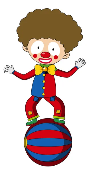 快乐小丑平衡大球 — 图库矢量图片