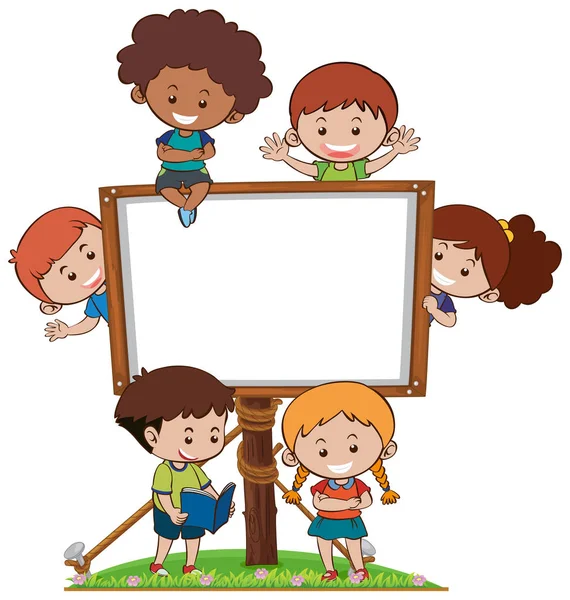 Modèle de bannière avec des enfants heureux — Image vectorielle