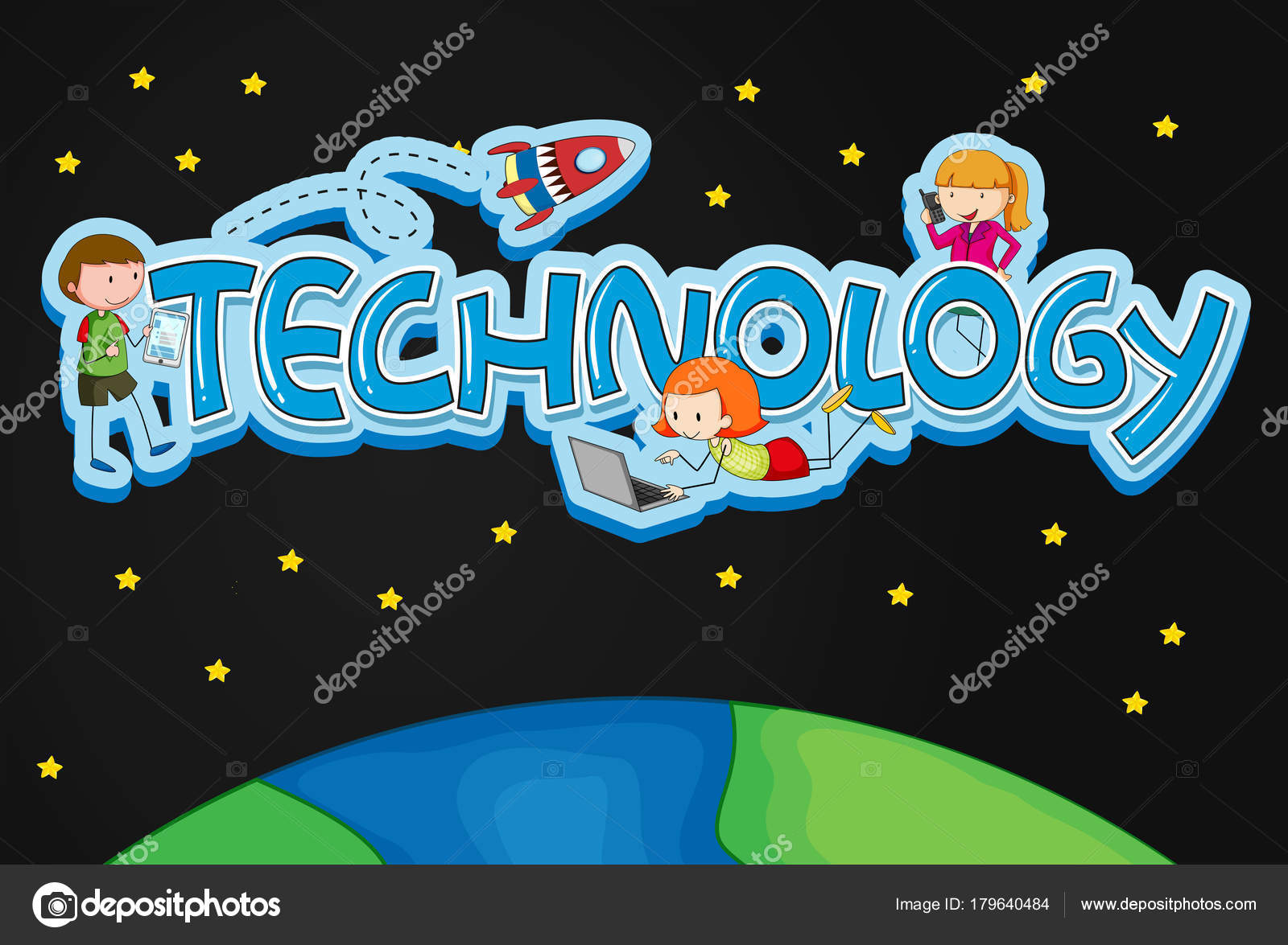 Font design for word technology — Stock Vector ...