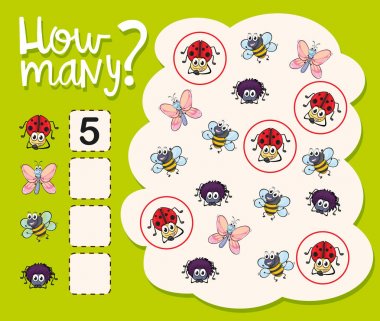 Birçok böcek ile kaç çalışma sayfası