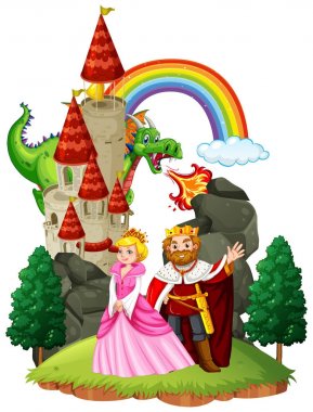 Scene with king and queen at the palace clipart