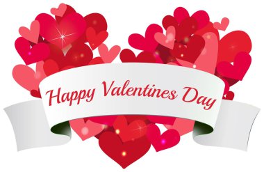 Velentine kartı şablonu parlak yürekleri