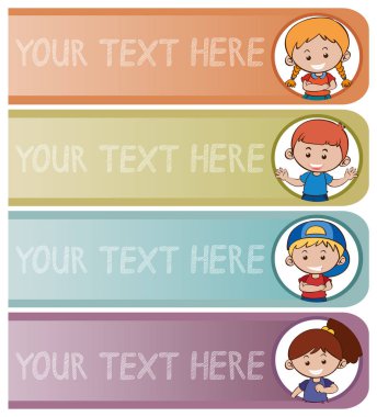 Mutlu çocuklar ile dört afiş Şablonlar
