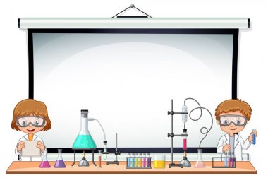 Sınır şablon çocuk bilim laboratuarında