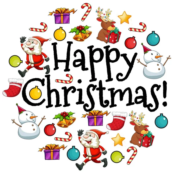 Mutlu Noel kartı Santa ve süs eşyaları ile — Stok Vektör