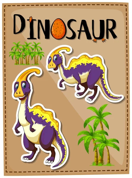 Cartaz de dinossauro com dois parasaurolophus — Vetor de Stock