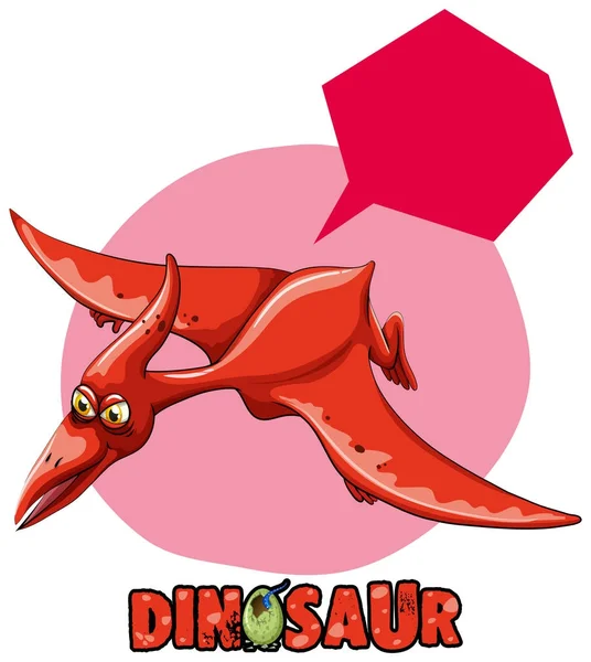 Etiket tasarımı ile uçan dinozor pterasaur — Stok Vektör