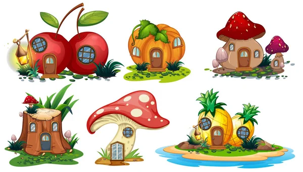 Setas y casas frutales — Vector de stock