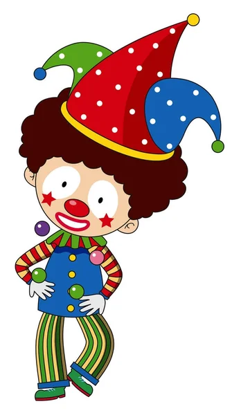 Payaso feliz con sombrero colorido — Vector de stock