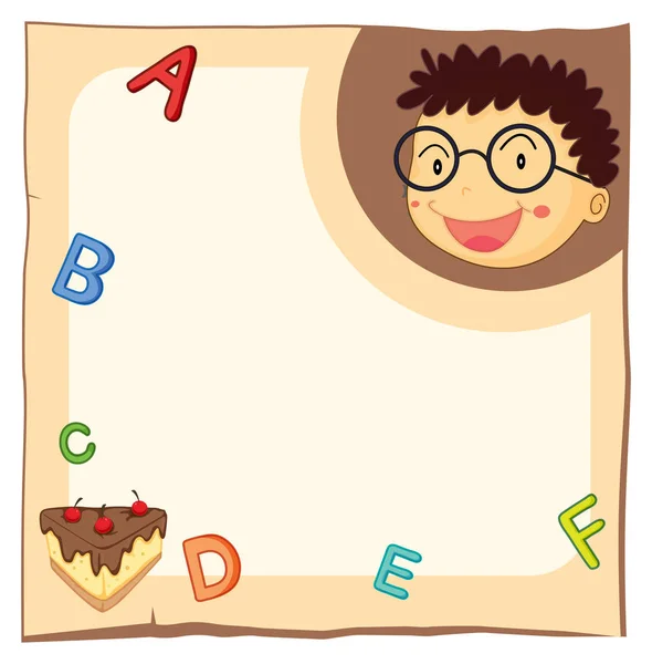 Plantilla de papel con niño y alfabetos — Vector de stock
