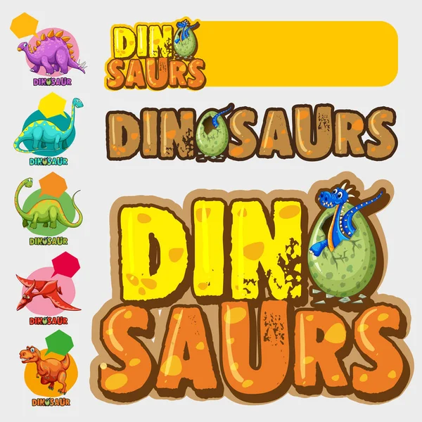 Différents modèles avec de nombreux dinosaures — Image vectorielle