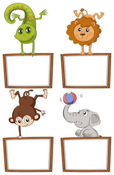 Border templates with cute animals — Stock Vector