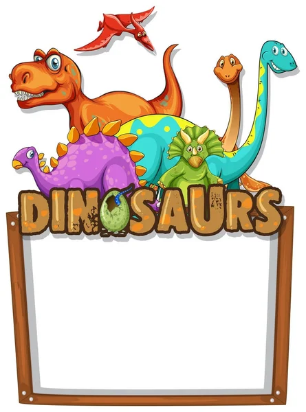 Plantilla de banner con muchos dinosaurios — Archivo Imágenes Vectoriales