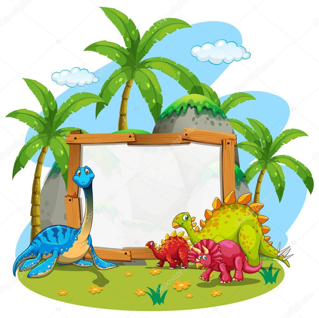 Border template with cute dinosaurs