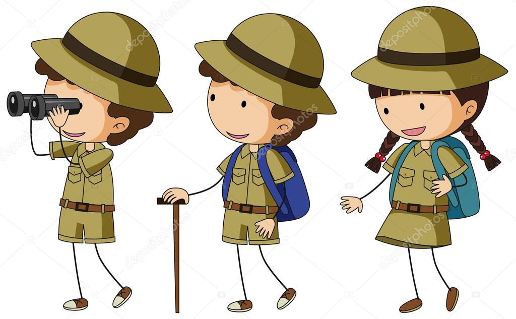 Three kids in scout uniform