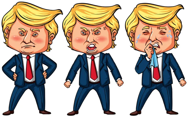 Trois actions du président américain Trump — Image vectorielle