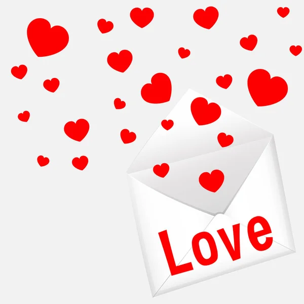 Modelo de cartão para o dia dos namorados com corações e carta — Vetor de Stock
