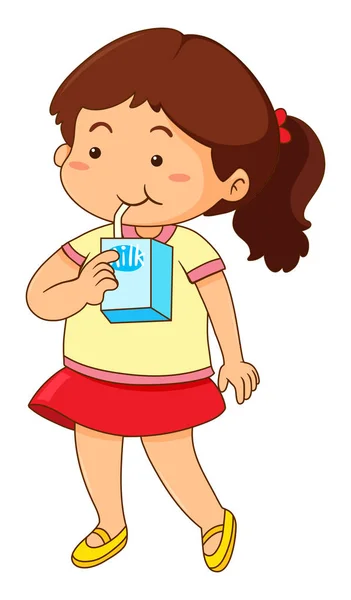 Küçük kız süt içiyor — Stok Vektör