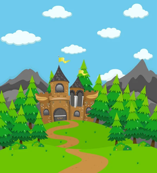 Achtergrond scène met paleis torens — Stockvector