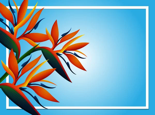 Modèle de fond bleu avec fleur birdofparadise — Image vectorielle