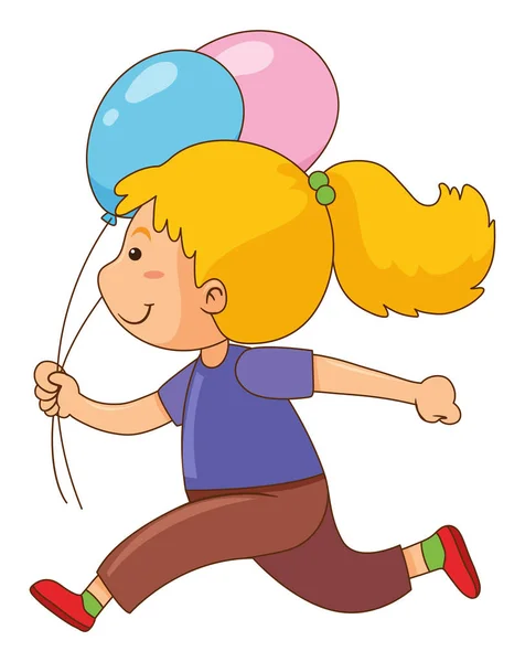 Little girl with two balloons — Stock Vector
