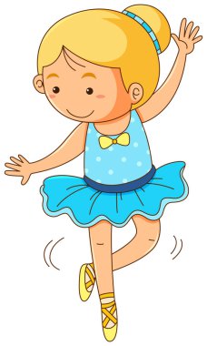 Sevimli kız beyaz arka plan üzerinde bale yapıyor