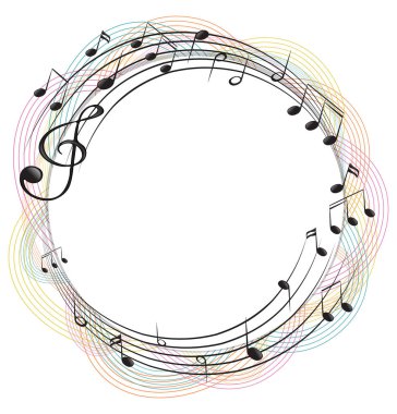 Müzik notlar üzerinde yuvarlak çerçeve