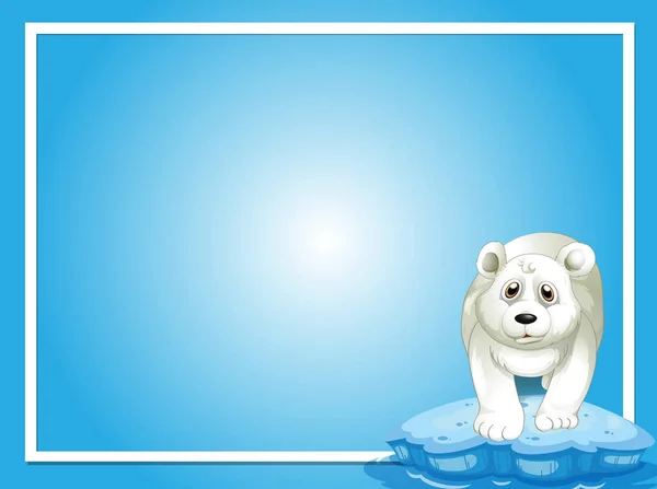 Plantilla de frontera con oso polar sobre hielo — Vector de stock