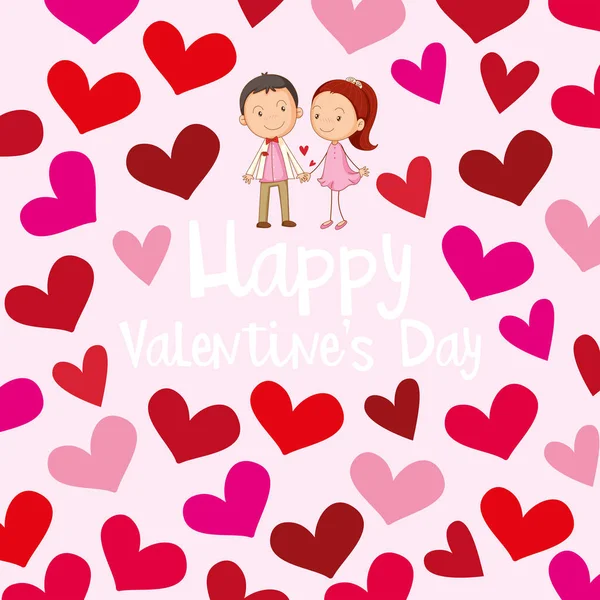 Feliz tarjeta de San Valentín plantilla con pareja de amor — Vector de stock