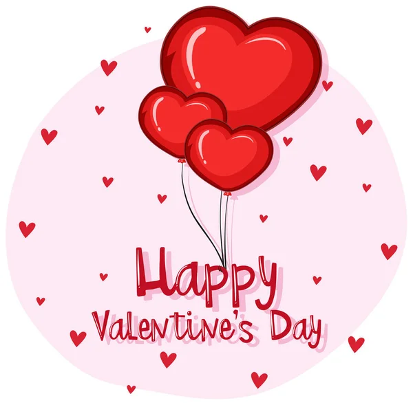 Plantilla de tarjeta para el día de San Valentín con globos cardíacos — Vector de stock