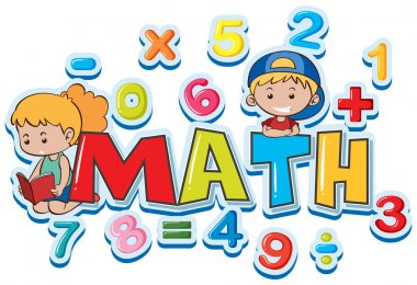 Yazı tipi tasarım kelime matematik birçok numaraları ve çocuklar için