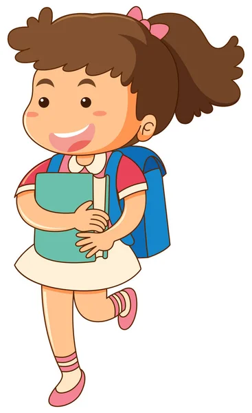 Niña con mochila azul — Vector de stock