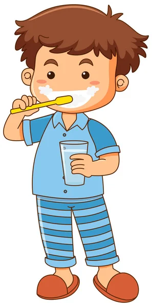 Little boy brushing teeth — Stock Vector