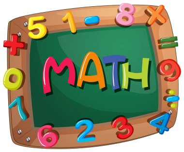 Word matematik numaraları ile ahşap çerçeve üzerinde