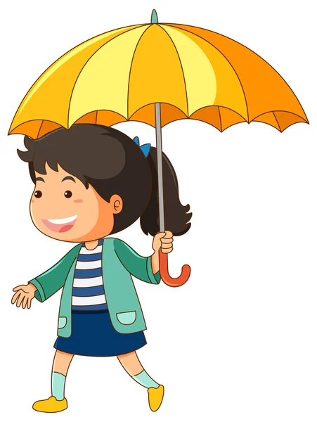 Menina com guarda-chuva amarelo — Vetor de Stock