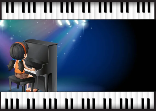 Diseño de fondo con niña tocando el piano — Vector de stock