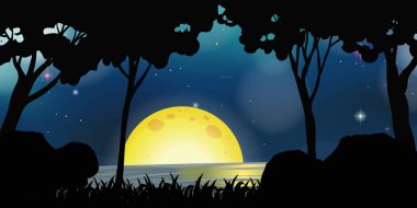 Dolunay geceleri ile arka plan sahne