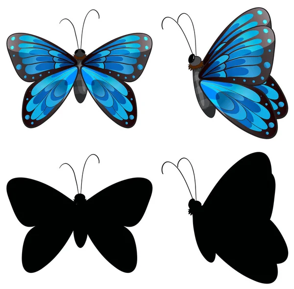 Silhouette papillon en deux positions — Image vectorielle