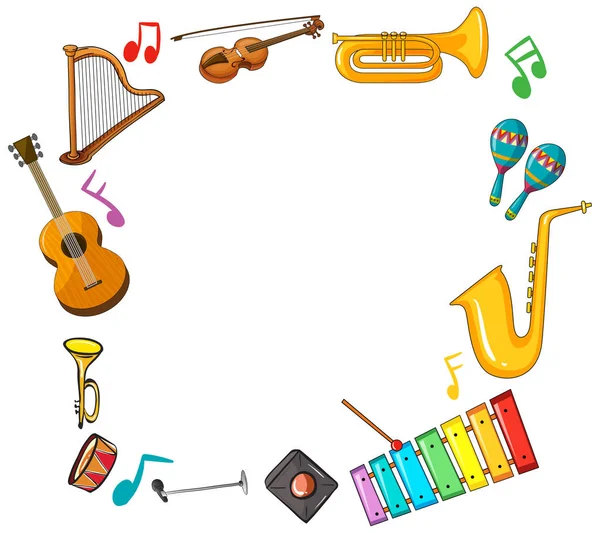 Border template with musical instruments — Stock Vector