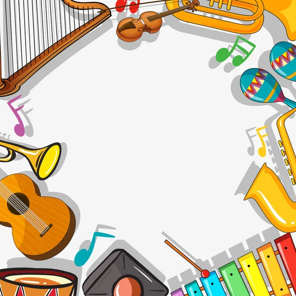 Border template with musical instruments — Stock Vector