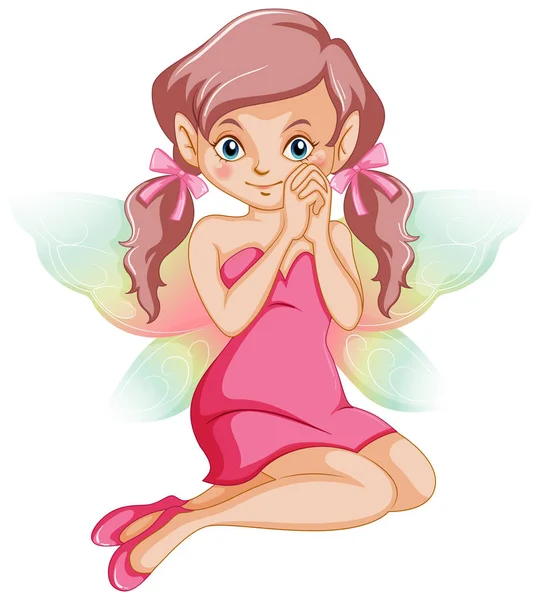 Hada linda en vestido rosa — Vector de stock