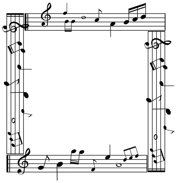 白色背景上带有 musicnotes 的边框模板 — 图库矢量图片