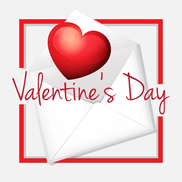 Valentine card template with heart in envelope — Stock Vector