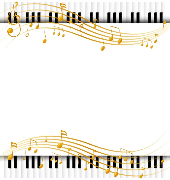 पियानो कीबोर्ड और संगीत नोट्स के साथ सीमा टेम्पलेट — स्टॉक वेक्टर