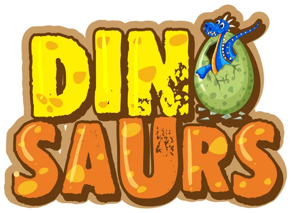 Lettertype ontwerp voor woord dinosaurus met dinosaurus in ei — Stockvector