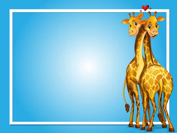 Conception de cadre avec deux girafes — Image vectorielle
