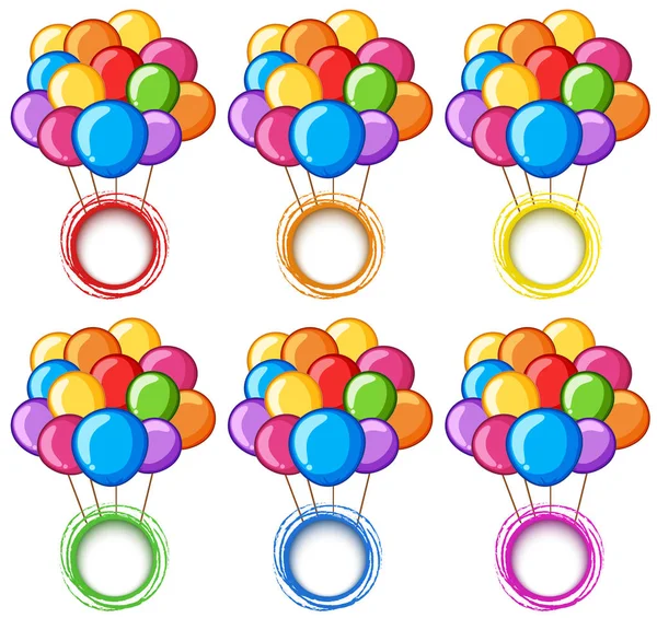 Anillos de color con globos de colores — Archivo Imágenes Vectoriales