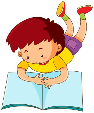 Çocuk yalnız büyük kitap okumak