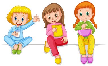 Abur cubur yeme pijama üç kız