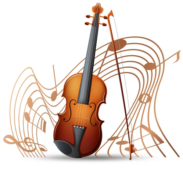 Violin with music notes in background — Stock Vector